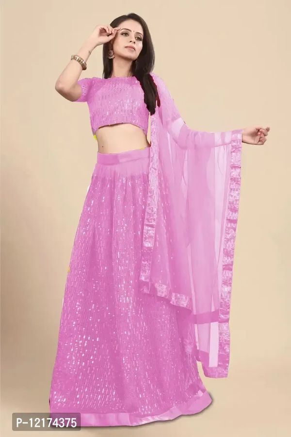 Women black semi stitched silk lehanga choli 