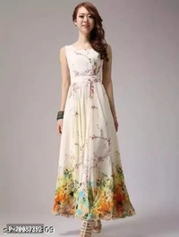 Women Stylish Georgette A-Line GownSize: XSSMLXL2XL3XL Color:  Multicoloured Fabric:  Georgette Pack Of:  Single Type:  Stitched Style:  Printed Design Type:  Indo-western Occasion:  CasualWithin 3-5 business days However, to find out an actual date of delivery, please enter your pin code.PRESENTING BY H P FAB LATTEST WESTER WEAR PRODUCT OF SHAHI GOWN - M