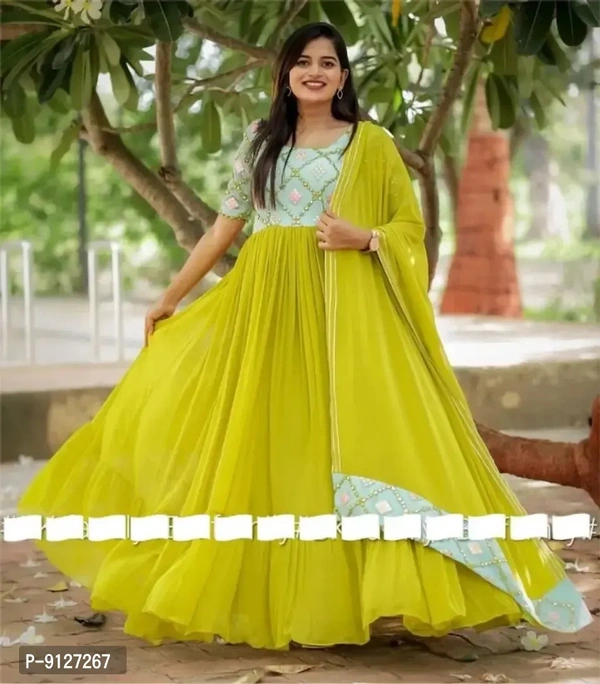 green gown with dupattaSize: MLXL2XLWithin 6-8 business days However, to find out an actual date of delivery, please enter your pin code.GOWN FABRICS* : FOX GORGETTE WITH EMBROIDERY MIRROR PEPAR WORK FULL STITCHED *#GOWN INER* : MICRO * #GOWN LANGTH. * 58+ INCH * #GOWN SIZE* :-M,L,XL,XXL *#GOWN FLIR* :- 8 MTR RUFFLES *( FULLY STITCHED )* #128087;*DUPATTA*#128087; *#DUPATTA FABRICS* - M
