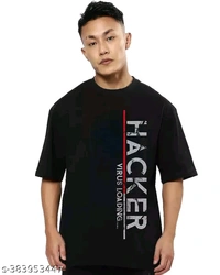 Cotton Blend Oversize T-shirt, Pack of 1Name: Cotton Blend Oversize T-shirt, Pack of 1Fabric: Cotton BlendSleeve Length: Short SleevesPattern: PrintedNet Quantity (N): 1Sizes:S (Chest Size: 40 in, Length Size: 27 in) M (Chest Size: 42 in, Length Size: 28 in) L (Chest Size: 44 in, Length Size: 29 in) XL (Chest Size: 46 in, Length Size: 30 in) Printed T-shirt for Men Half sleeves. Ov - S
