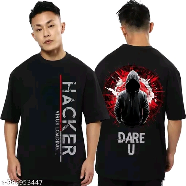 Cotton Blend Oversize T-shirt, Pack of 1Name: Cotton Blend Oversize T-shirt, Pack of 1Fabric: Cotton BlendSleeve Length: Short SleevesPattern: PrintedNet Quantity (N): 1Sizes:S (Chest Size: 40 in, Length Size: 27 in) M (Chest Size: 42 in, Length Size: 28 in) L (Chest Size: 44 in, Length Size: 29 in) XL (Chest Size: 46 in, Length Size: 30 in) Printed T-shirt for Men Half sleeves. Ov - m