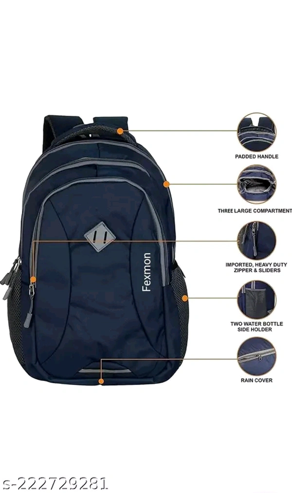 Fexmon Large 25 L School Bag Laptop Bag Backpack Spacy Unisex backpackName: Fexmon Large 25 L School Bag Laptop Bag Backpack Spacy Unisex backpackProduct Name: Fexmon Large 25 L School Bag Laptop Bag Backpack Spacy Unisex backpackMaterial: PuType: Casual BackpackExternal Pocket: Zip PocketLaptop Capacity: Upto 16 InchLaptop Compartment: PaddedShoulder Strap Type: Yoke-StyleSize: LV