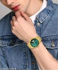 Checkout this latest Analog WatchesProduct Name: *New Style Day Date Function Golden Analog Watch With Mens Golden Chain and Golden More Ring for Boys*Strap Material: MetalCase: AsymmetricCase/Bezel Material: Stainless SteelClasp Type: Triple Fold ClaspDate Display: NoDial Design: SolidDial Shape: RoundDisplay Type: AnalogDual Time: NoGps: NoLight: NoMechanism: QuartzPower Source: 