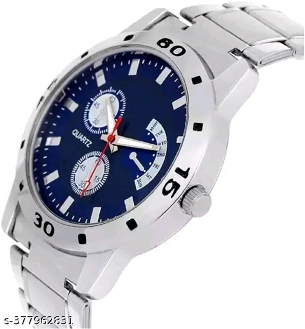 Stainless Steel Strap Analog Watch For MenName: Stainless Steel Strap Analog Watch For MenStrap Material: Stainless SteelCase: AsymmetricCase/Bezel Material: Stainless SteelClasp Type: Stainless Steel BuckleDate Display: NoDial Design: SolidDial Shape: RoundDisplay Type: AnalogDual Time: NoGps: NoLight: NoMechanism: QuartzPower Source: Battery PoweredScratch Resistant: YesShock Res