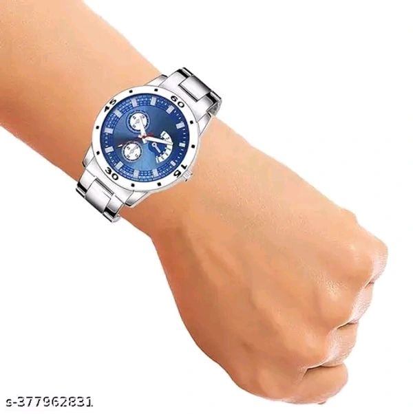 Stainless Steel Strap Analog Watch For MenName: Stainless Steel Strap Analog Watch For MenStrap Material: Stainless SteelCase: AsymmetricCase/Bezel Material: Stainless SteelClasp Type: Stainless Steel BuckleDate Display: NoDial Design: SolidDial Shape: RoundDisplay Type: AnalogDual Time: NoGps: NoLight: NoMechanism: QuartzPower Source: Battery PoweredScratch Resistant: YesShock Res