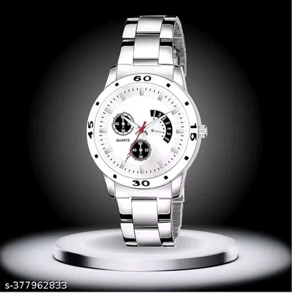 Stainless Steel Strap Analog Watch For MenName: Stainless Steel Strap Analog Watch For MenStrap Material: Stainless SteelCase: AsymmetricCase/Bezel Material: Stainless SteelClasp Type: Stainless Steel BuckleDate Display: NoDial Design: SolidDial Shape: RoundDisplay Type: AnalogDual Time: NoGps: NoLight: NoMechanism: QuartzPower Source: Battery PoweredScratch Resistant: YesShock Res