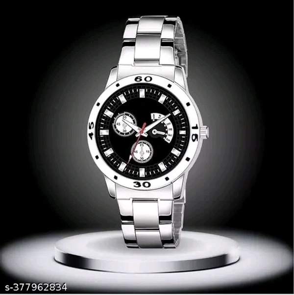 Stainless Steel Strap Analog Watch For MenName: Stainless Steel Strap Analog Watch For MenStrap Material: Stainless SteelCase: AsymmetricCase/Bezel Material: Stainless SteelClasp Type: Stainless Steel BuckleDate Display: NoDial Design: SolidDial Shape: RoundDisplay Type: AnalogDual Time: NoGps: NoLight: NoMechanism: QuartzPower Source: Battery PoweredScratch Resistant: YesShock Res