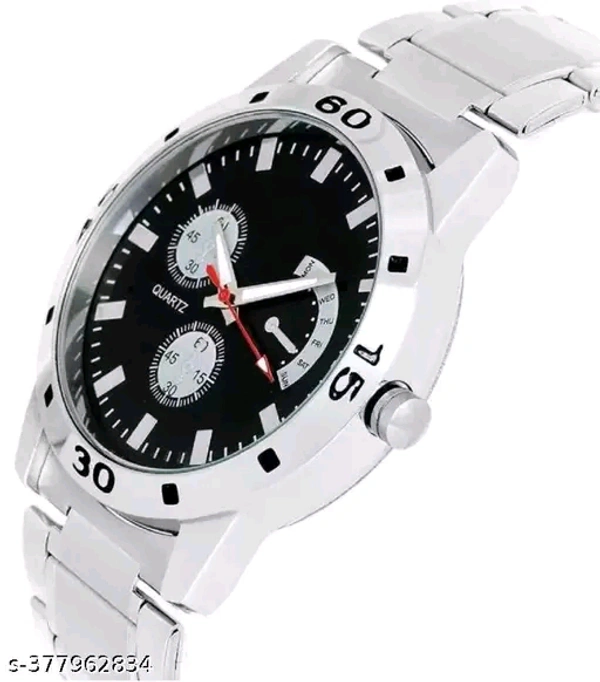 Stainless Steel Strap Analog Watch For MenName: Stainless Steel Strap Analog Watch For MenStrap Material: Stainless SteelCase: AsymmetricCase/Bezel Material: Stainless SteelClasp Type: Stainless Steel BuckleDate Display: NoDial Design: SolidDial Shape: RoundDisplay Type: AnalogDual Time: NoGps: NoLight: NoMechanism: QuartzPower Source: Battery PoweredScratch Resistant: YesShock Res