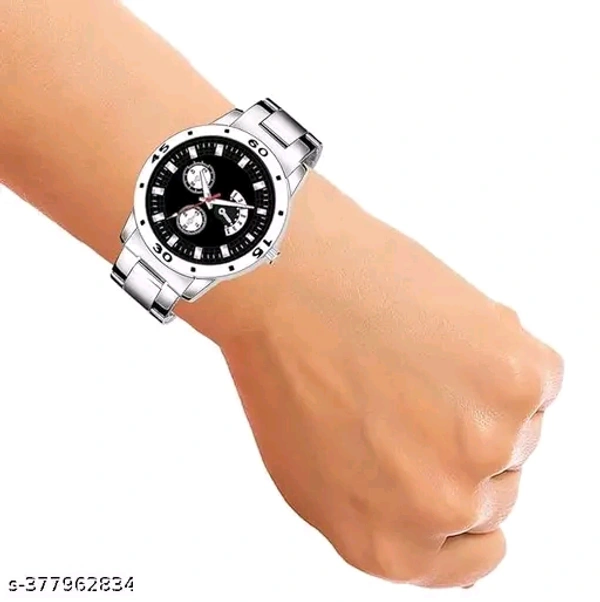 Stainless Steel Strap Analog Watch For MenName: Stainless Steel Strap Analog Watch For MenStrap Material: Stainless SteelCase: AsymmetricCase/Bezel Material: Stainless SteelClasp Type: Stainless Steel BuckleDate Display: NoDial Design: SolidDial Shape: RoundDisplay Type: AnalogDual Time: NoGps: NoLight: NoMechanism: QuartzPower Source: Battery PoweredScratch Resistant: YesShock Res