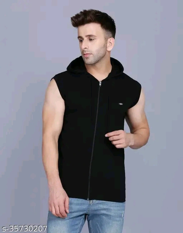 Checkout this latest SweatshirtsProduct Name: *Tees Collection Men'S Casual Hooded Sleveless Zipper Polyester Tshirt*Fabric: Cotton BlendSleeve Length: SleevelessPattern: SolidNet Quantity (N): 1Sizes:S (Chest Size: 38 in, Length Size: 26 in) M (Chest Size: 40 in, Length Size: 27 in) L (Chest Size: 42 in, Length Size: 28 in) XL (Chest Size: 44 in, Length Size: 29 in) Elevate your c - L