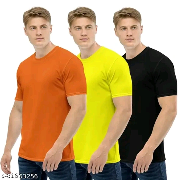 Checkout this latest TshirtsProduct Name: *Urbanic Pack Of 3 Half Sleeve For Men Tshirts *Fabric: Poly BlendSleeve Length: Short SleevesPattern: SolidNet Quantity (N): 3Sizes:S, M, L, XL, XXLThese cool, elegant, and stylish t-shirts are made of 100% breathable and comfortable fabric . Extremely useful for daily usage like gym wear, small gatherings, and certain selections could be  - S