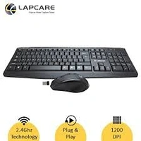 LAPCARE  Wireless Keyboard and Mouse Combo with Auto Sleep || Wireless Membraned Keyboard and 1200 DPI Mouse Combo (Black) 2yr Warranty - Black