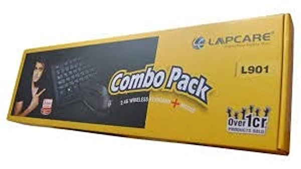 LAPCARE  Wireless Keyboard and Mouse Combo with Auto Sleep || Wireless Membraned Keyboard and 1200 DPI Mouse Combo (Black) 2yr Warranty - Black