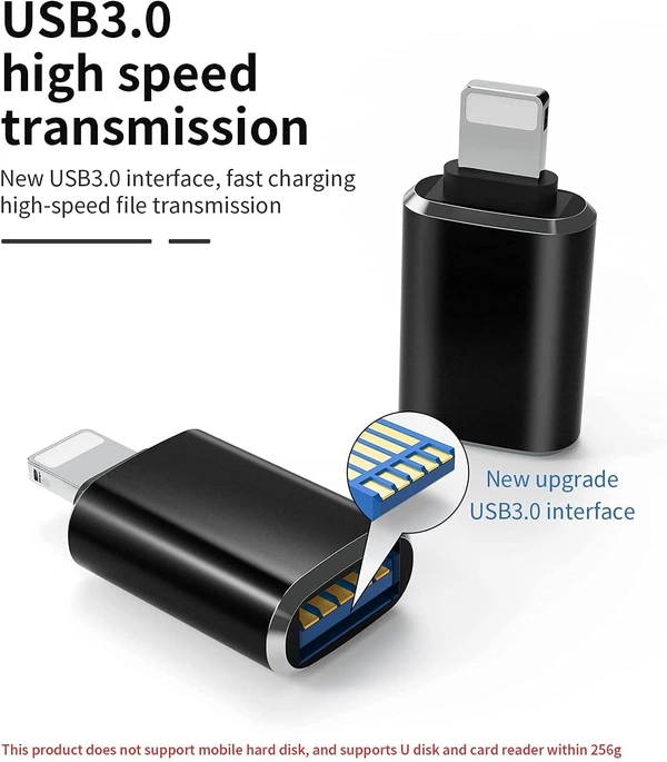 USB 3.0 OTG Adapter Compatible with All iPhones and All iPads (Pack of 2 )
