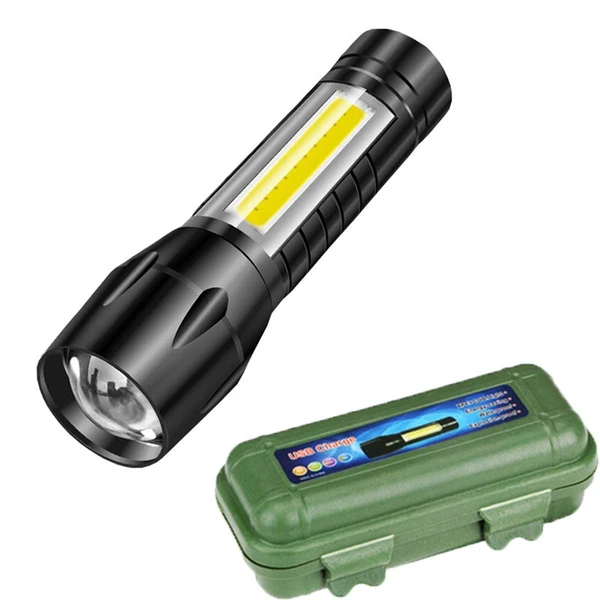 Flashlight + Desk Lamp With Gift Box Focus Zoom Torch Light With 3 Modes Adjustable For Emergency And Activities Edc 911 (Aluminum)