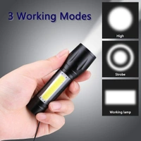 Flashlight + Desk Lamp With Gift Box Focus Zoom Torch Light With 3 Modes Adjustable For Emergency And Activities Edc 911 (Aluminum)
