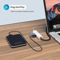 USB C to Ethernet Adapter (4-in-1), Multiport Hub with 3-Port 480 Mbps USB 2.0 and 100 Mbps Ethernet LAN RJ45 (White)