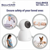 Halonix SecurCAM 360 3MP 3K Pro HD Pan/Tilt Wi-Fi Smart Home Security Camera, 8X Digital Zoom, 2-Way Audio, Night Vision, Motion Detection, SD Card Slot, Live View,Android and iOS (White) 2yr Replacement 