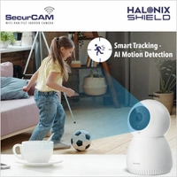 Halonix SecurCAM 360 3MP 3K Pro HD Pan/Tilt Wi-Fi Smart Home Security Camera, 8X Digital Zoom, 2-Way Audio, Night Vision, Motion Detection, SD Card Slot, Live View,Android and iOS (White) 2yr Replacement 