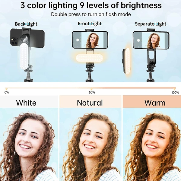 Selfie Stick Tripod with Fill Removable Light, 360 Degree Rotation, 44 inch Extendable Selfie Stick with Detachable Wireless Remote for Youtubers Live Video, Vlogging for with All Smartphones