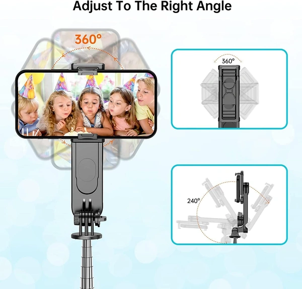 Selfie Stick Tripod with Fill Removable Light, 360 Degree Rotation, 44 inch Extendable Selfie Stick with Detachable Wireless Remote for Youtubers Live Video, Vlogging for with All Smartphones