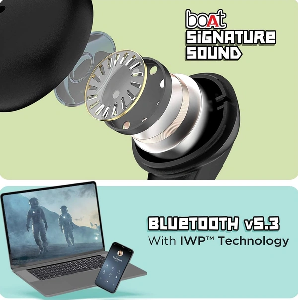 boAt Airdopes 190 True Wireless in Ear Earbuds with Beast Mode(50ms) for Gaming, 40H Playtime, Breathing LEDs, Signature Sound, Quad Mics Enx Tech, ASAP Charge & BT v5.3 - Black