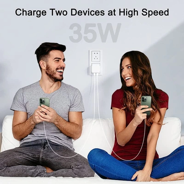 35W Dual USB- C Port PD Charger Compatible with iPhone 14/14 Plus/ 14 Pro/ 14 Pro Max/I-Phone 13/13 Pro/ 13 Pro Max/ 13 Mini/ 12/12 Pro/ 12 Pro Max/11/11 Pro (Only Adapter)