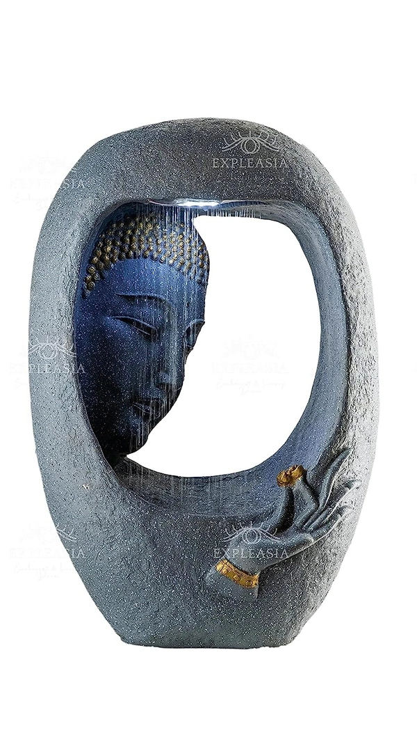 Rock Carved Buddha face Shower Water Fountain for Home, Office, Garden (Grey) Water Fountain for Home, Water Fountain for Garden, Fountain for Living Room  (with Maintenance KIT) - 60Lx35Wx90H, White