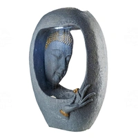 Rock Carved Buddha face Shower Water Fountain for Home, Office, Garden (Grey) Water Fountain for Home, Water Fountain for Garden, Fountain for Living Room  (with Maintenance KIT) - 60Lx35Wx90H, White