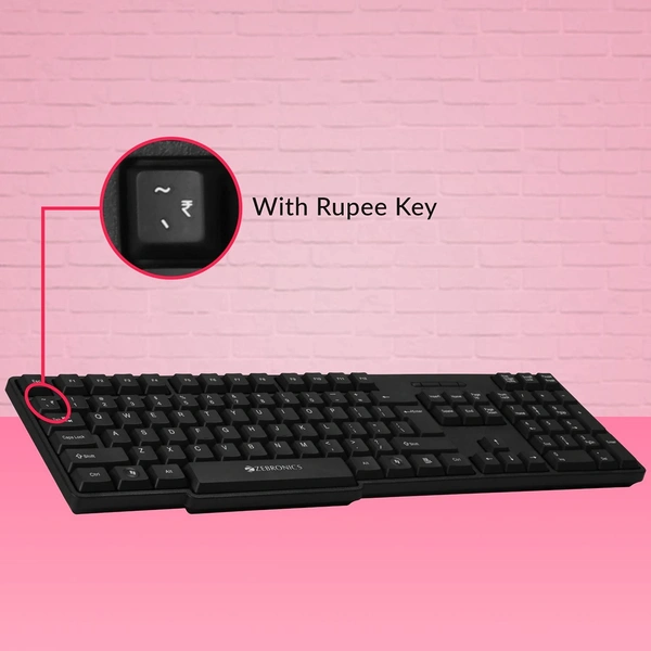 Zebronics Zeb-Companion 107 USB Wireless Keyboard and Mouse Set with Nano Receiver (Black)