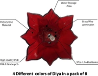 Water Sensor Reflection Led Diyas Candle with Water Sensing Technology E-Diya, Warm Orange Ambient Lights, Battery Operated Led Candles for Home Decor, Festivals Decoration (Set of 8)
