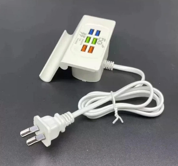 6 USB High Speed Socket Stand Charger 3.1a | for Mobile Charger, USB Charging Station for Multiple Devices Smart Phone Tablet Smart Watch 6 Port iPhone & Android Compatibility|White