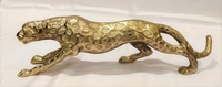 Aluminum Solid Metal Gold Panther Antique Showpiece Home Decor & Gifting Bright Brass Finish Handcrafted Decoration for Shelf Console Cabinet TV Unit Showcase in Drawing Bedroom Living Room  - Gold