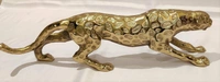 Aluminum Solid Metal Gold Panther Antique Showpiece Home Decor & Gifting Bright Brass Finish Handcrafted Decoration for Shelf Console Cabinet TV Unit Showcase in Drawing Bedroom Living Room  - Gold