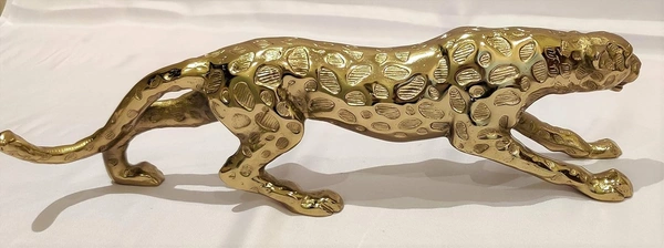 Aluminum Solid Metal Gold Panther Antique Showpiece Home Decor & Gifting Bright Brass Finish Handcrafted Decoration for Shelf Console Cabinet TV Unit Showcase in Drawing Bedroom Living Room  - Gold