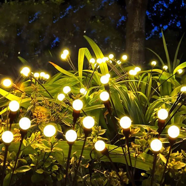 Solar Lights Outdoor Garden,IP65 Waterproof Solar Firefly Lights,Solar Garden Lights for Pathway,Garden landcsape Ornaments,Super Bright Warm White Lights(2 Pack)