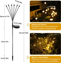 Solar Lights Outdoor Garden,IP65 Waterproof Solar Firefly Lights,Solar Garden Lights for Pathway,Garden landcsape Ornaments,Super Bright Warm White Lights(2 Pack)