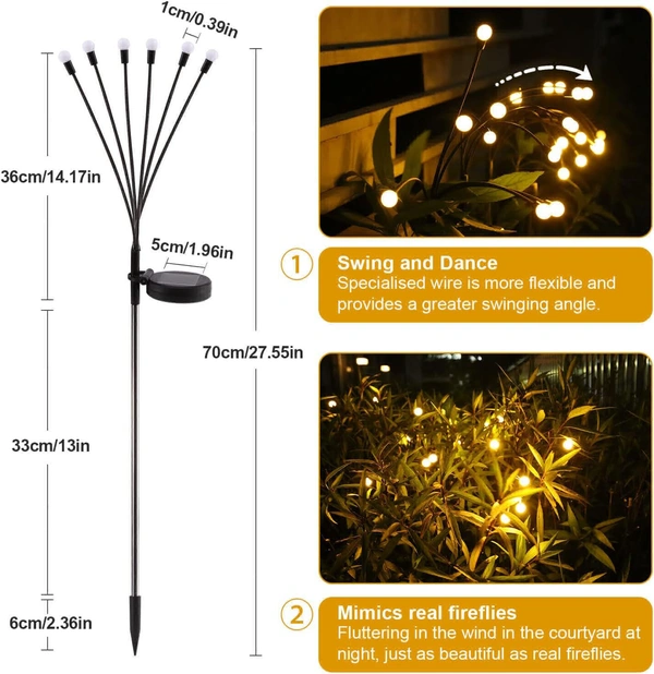 Solar Lights Outdoor Garden,IP65 Waterproof Solar Firefly Lights,Solar Garden Lights for Pathway,Garden landcsape Ornaments,Super Bright Warm White Lights(2 Pack)