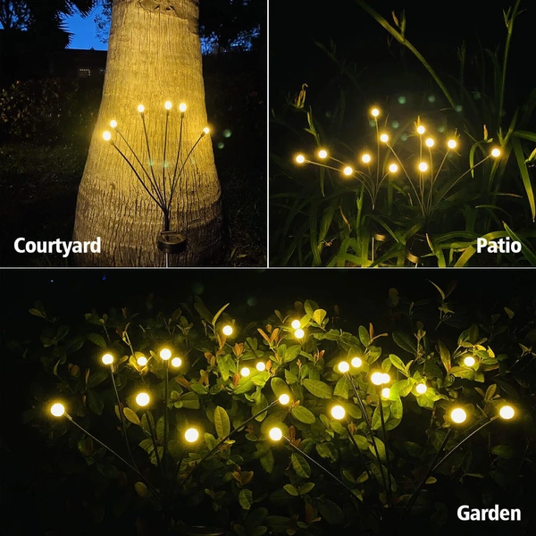 Solar Lights Outdoor Garden,IP65 Waterproof Solar Firefly Lights,Solar Garden Lights for Pathway,Garden landcsape Ornaments,Super Bright Warm White Lights(2 Pack)