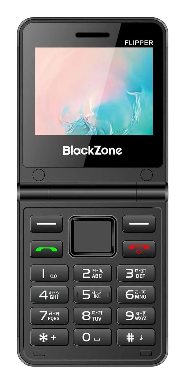 BlackZone Flipper Flip Phone with Dual Screen 2.4 & 1.8 Inch Dual Micro SIM with GSM - Black