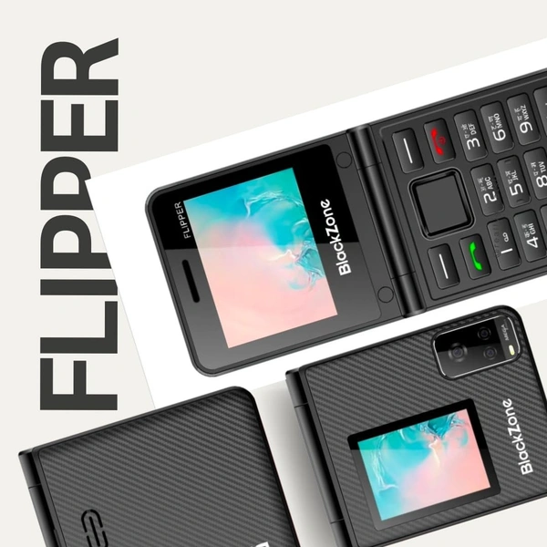 BlackZone Flipper Flip Phone with Dual Screen 2.4 & 1.8 Inch Dual Micro SIM with GSM - Red