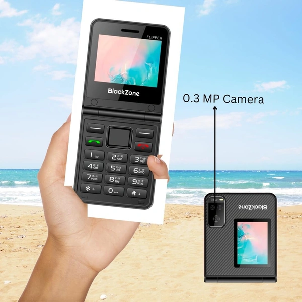 BlackZone Flipper Flip Phone with Dual Screen 2.4 & 1.8 Inch Dual Micro SIM with GSM - Red