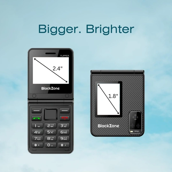BlackZone Flipper Flip Phone with Dual Screen 2.4 & 1.8 Inch Dual Micro SIM with GSM - Red