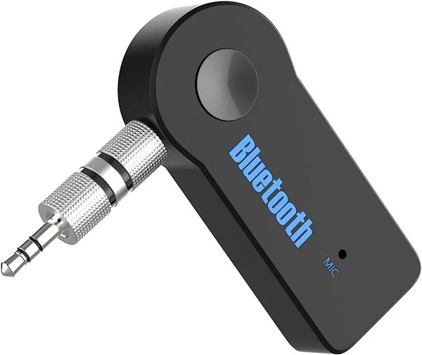 Bluetooth Receiver/Hands-Free Car Kit, Portable 3.5mm Bluetooth Aux Adapter Wireless Music Streaming for Home, Car Audio System, Headphone, Speaker (Bluetooth 4.2, A2DP, 40 FT Range) - Black