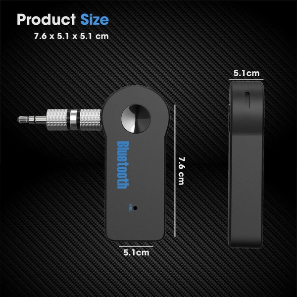 Bluetooth Receiver/Hands-Free Car Kit, Portable 3.5mm Bluetooth Aux Adapter Wireless Music Streaming for Home, Car Audio System, Headphone, Speaker (Bluetooth 4.2, A2DP, 40 FT Range) - Black