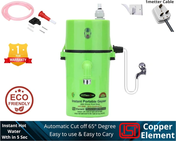 Instant Electric Water Geyser, Portable Mini Geyser, ABS Body- Shock Proof, Electric Saving, Replacement Warranty