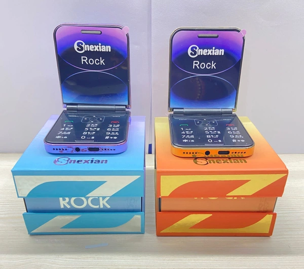 Snexian Rock Smartphone flip With front Display Notification - Red Orange