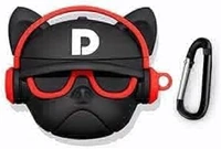 AirPods Pro Case Cute 3D Bulldog Fashion Character Silicone Case Cover Designed for Airpods Pro Protective Skin with Keychain (D-Red)