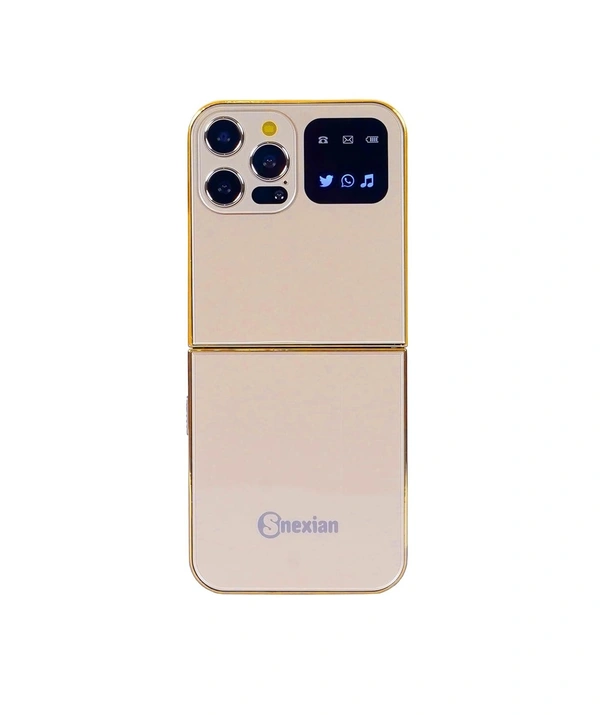 Snexian Rock Smartphone flip With front Display Notification - Gold
