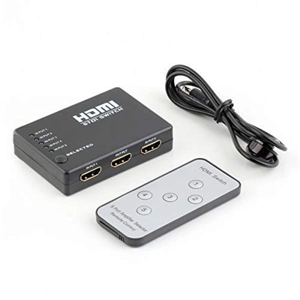 5 Input 1 Output HDMI Switcher 5 Port HDMI Switch With Remote IR Support 4K 3D Supports Full HD 1080p